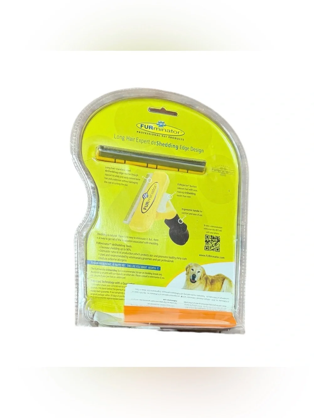 FURminator Long Hair DeShedding Tool for long hair, 51-90 lb dogs new
